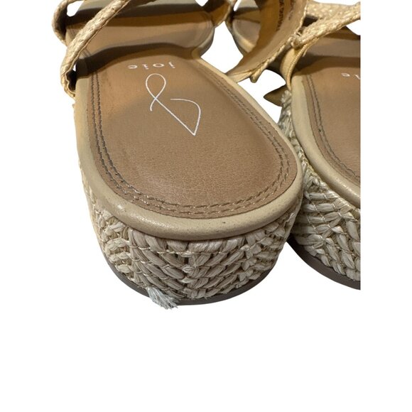 Joie Womens Braided Raffia Sandals 7.5M Beige Textured Double Strap Slip-On Summ - Picture 5 of 7
